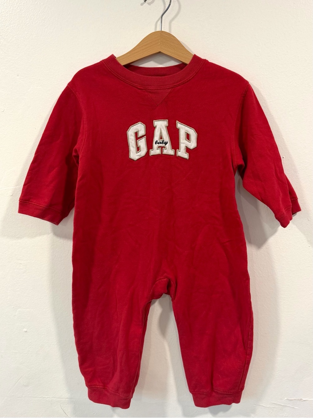 Vintage Y2K Baby Gap Red Fleece Bubble Jumpsuit Romper Onesie